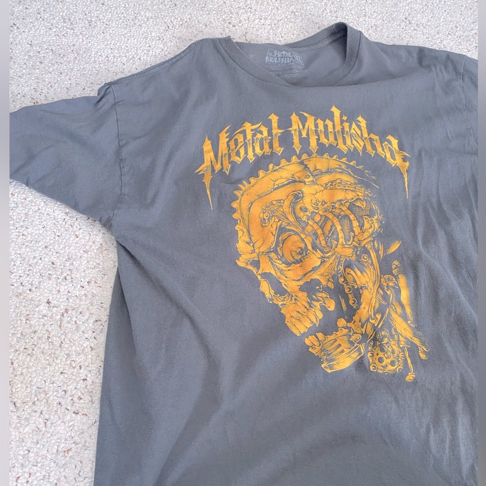 Metal Mulisha T Shirt XL Grey and Orange Rare Dirtbike Moto Style Shirt
